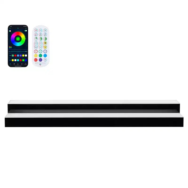 VEVOR LED Lighted Liquor Bottle Display, 2Tiers 40in, Supports USB, Acrylic Illuminated Home Bar Shelf Display with RF Remote&App Control,Black+White