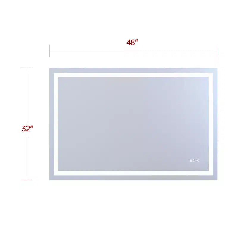 Specchio da bagno da parete 48x32 antisfondamento, specchio da bagno Smart LED con illuminazione anti-appannamento e certificazione ETL
