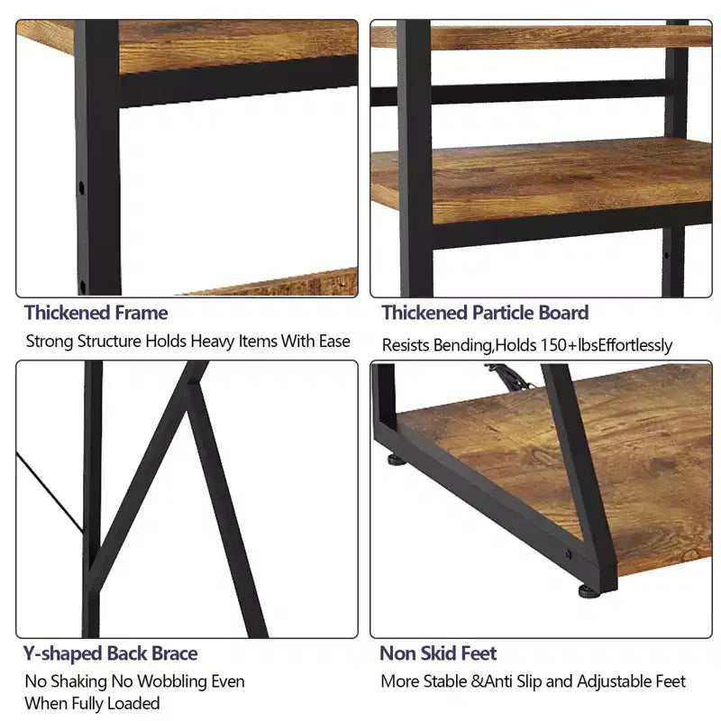 Supporto per mini frigo con ripiano portaoggetti, mobile bar in legno autoportante con presa di corrente, supporto per microonde, organizer per angolo caffè