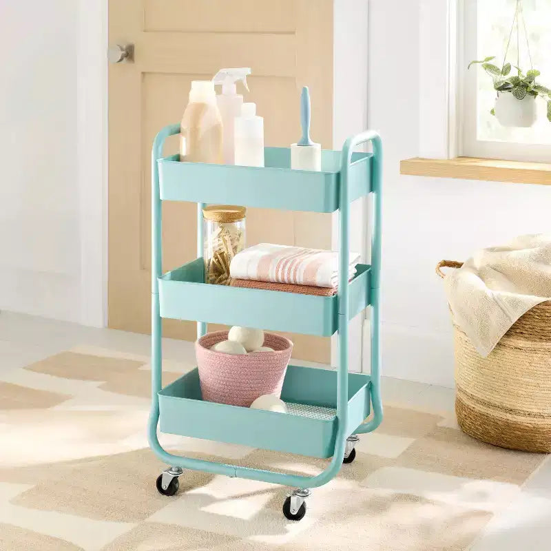 Carrello di servizio in metallo a 3 ripiani