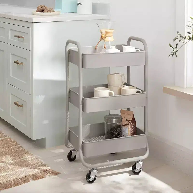 Carrello di servizio in metallo a 3 ripiani