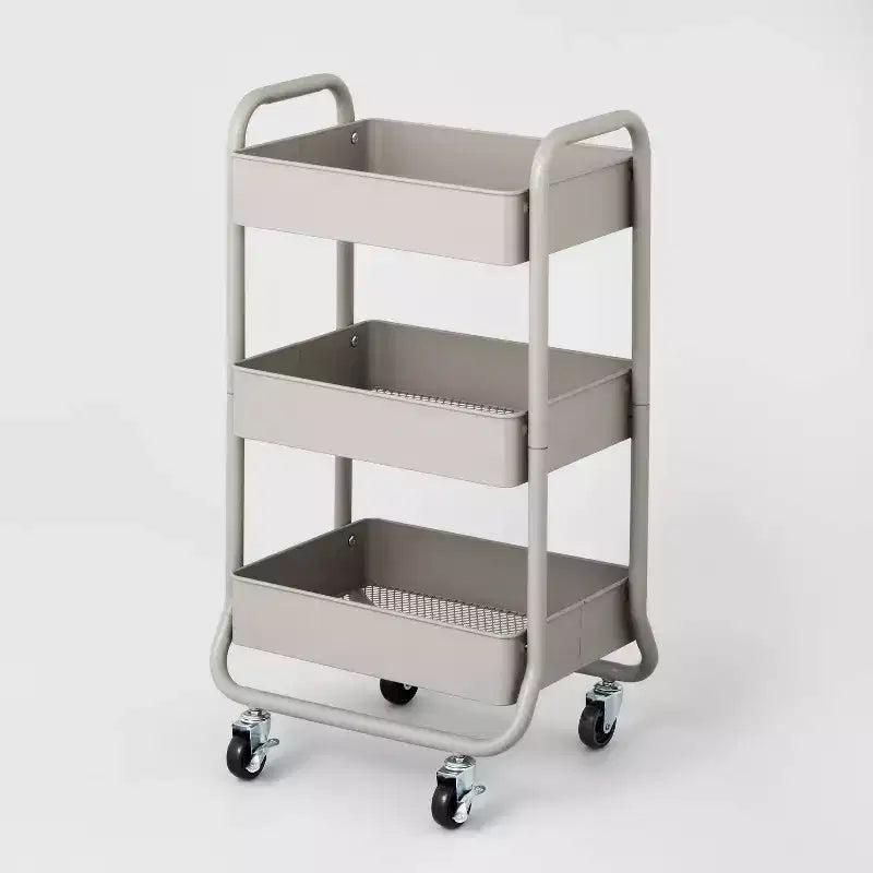 Carrello di servizio in metallo a 3 ripiani