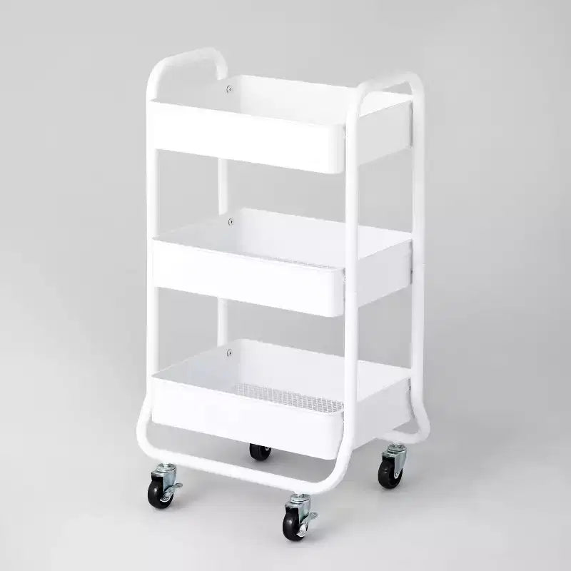 Carrello di servizio in metallo a 3 ripiani