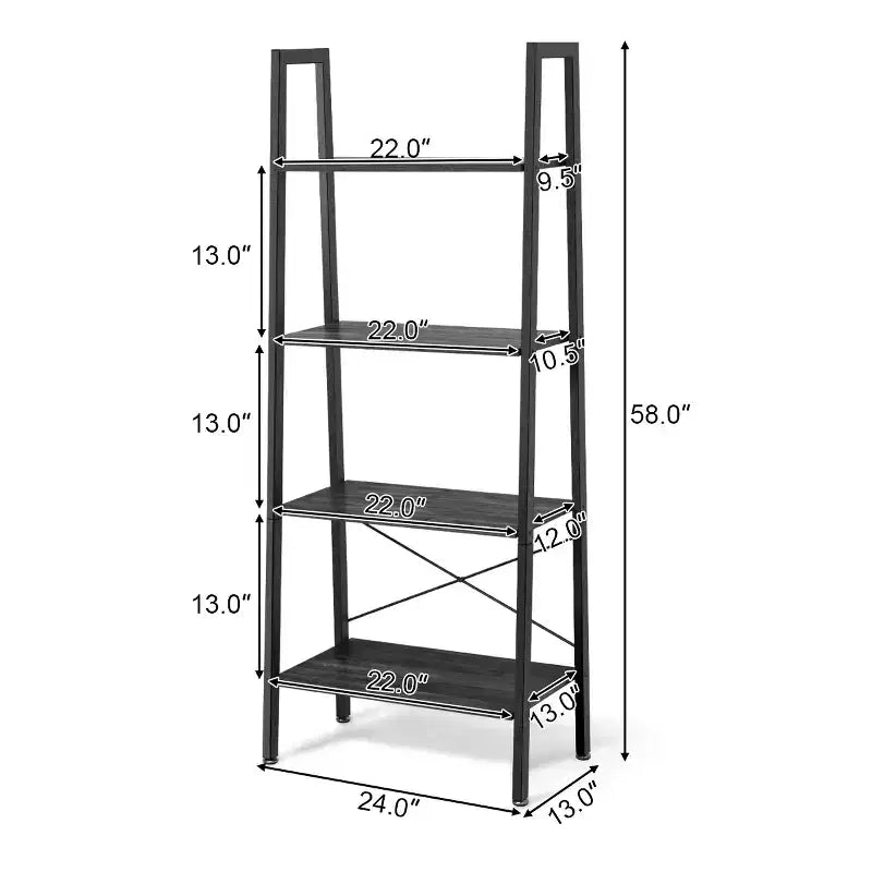 Scaffale a Scala in Legno a 4 Livelli Scaffale a Scala Libreria Espositore
