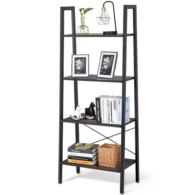Scaffale a Scala in Legno a 4 Livelli Scaffale a Scala Libreria Espositore