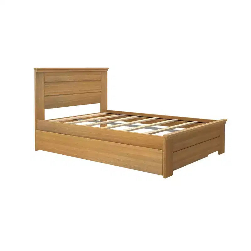 Struttura letto matrimoniale con letto estraibile, letto a piattaforma in legno massello