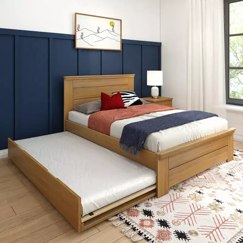 Max & Lily Full Size Bed Frame with Trundle, Solid Wood Platform Bed